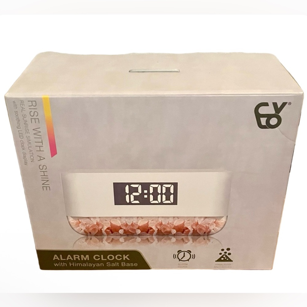 Rise With A Shine Alarm Clock w Himalayan Salt Base Real Sunrise Simulation NIB